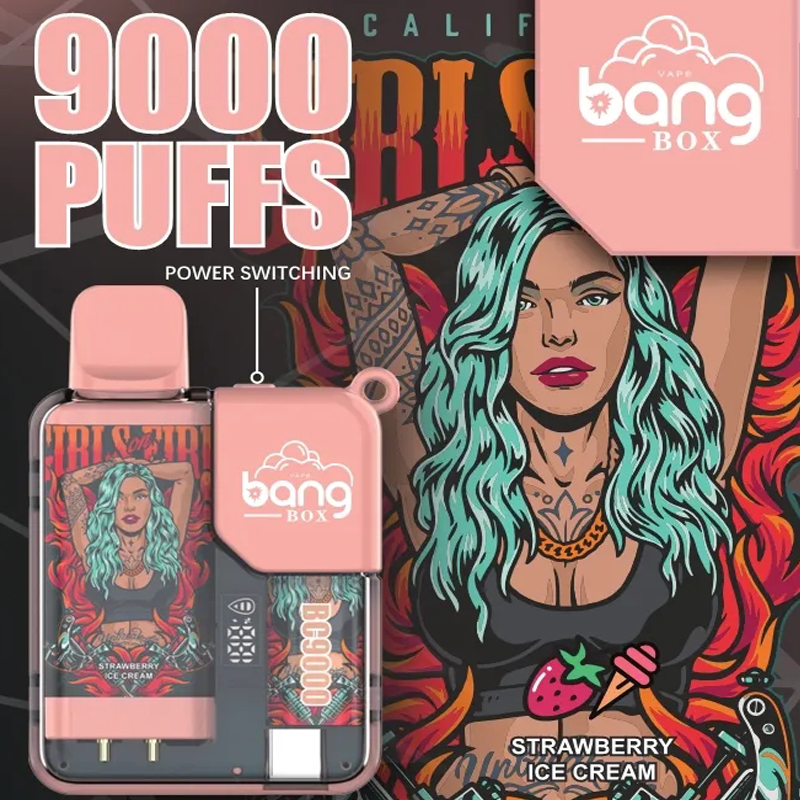 Bang Box 9000 9k Puffs Disposable Vape 0% 2% 3% 5% Nicotine 10 Tastes Rechargeable LED Pover Display Factory Direct