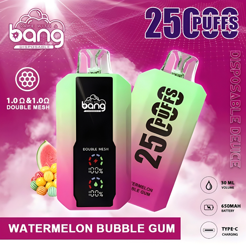 Bang 25000 25k Puffs Disposable Vape 0% 2% 3% 5% Nicotine 12Tastes LED Display Rechargeable Factory Direct