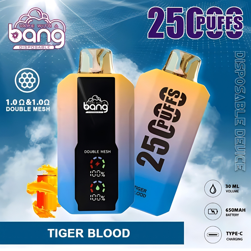 Bang 25000 25k Puffs Disposable Vape 0% 2% 3% 5% Nicotine 12Tastes LED Display Rechargeable Factory Direct