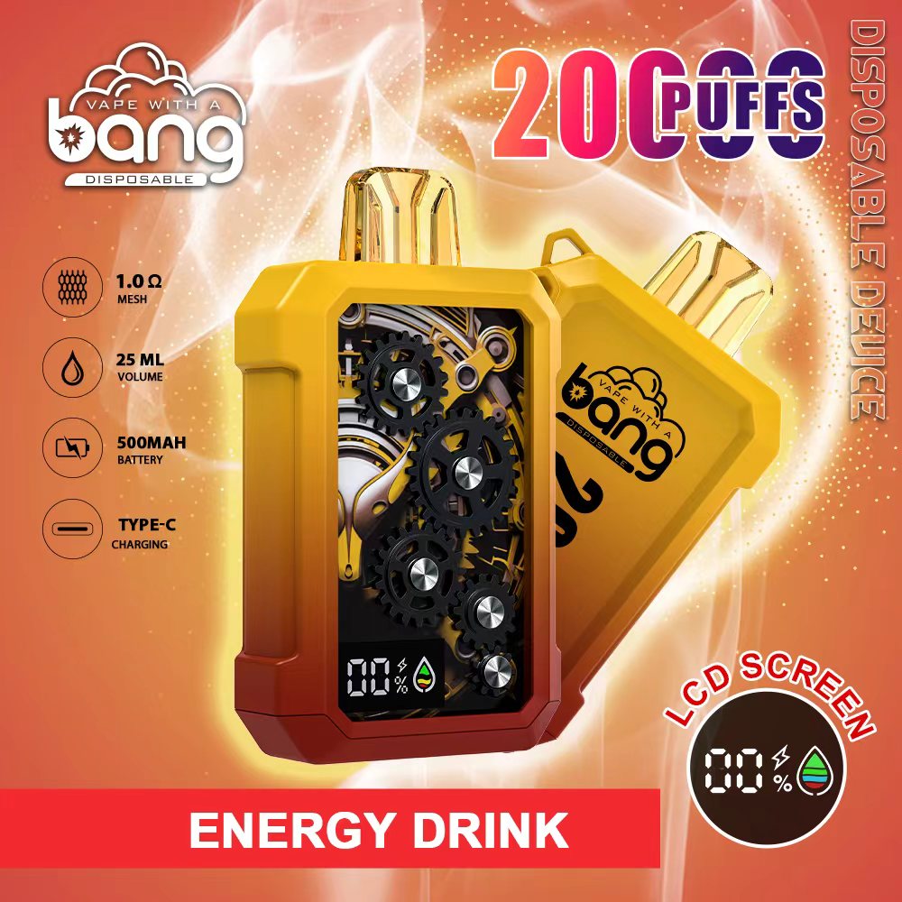 Bang 20000 20k Puffs Disposable Vape 0% 2% 3% 5% Nicotine 12Tastes LED Display Rechargeable Factory Direct