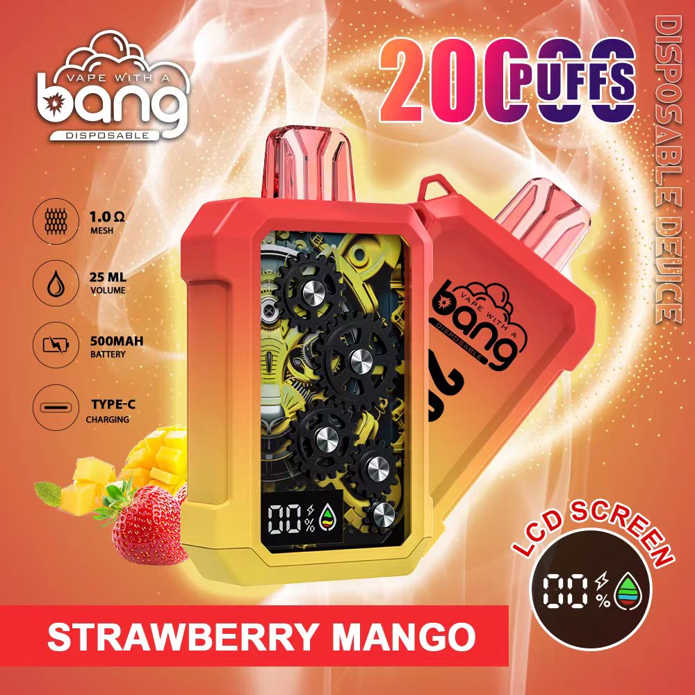 Bang 20000 20k Puffs Disposable Vape 0% 2% 3% 5% Nicotine 12Tastes LED Display Rechargeable Factory Direct