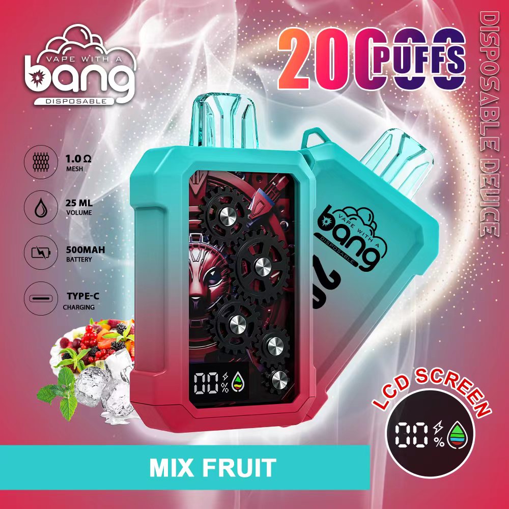 Bang 20000 20k Puffs Disposable Vape 0% 2% 3% 5% Nicotine 12Tastes LED Display Rechargeable Factory Direct