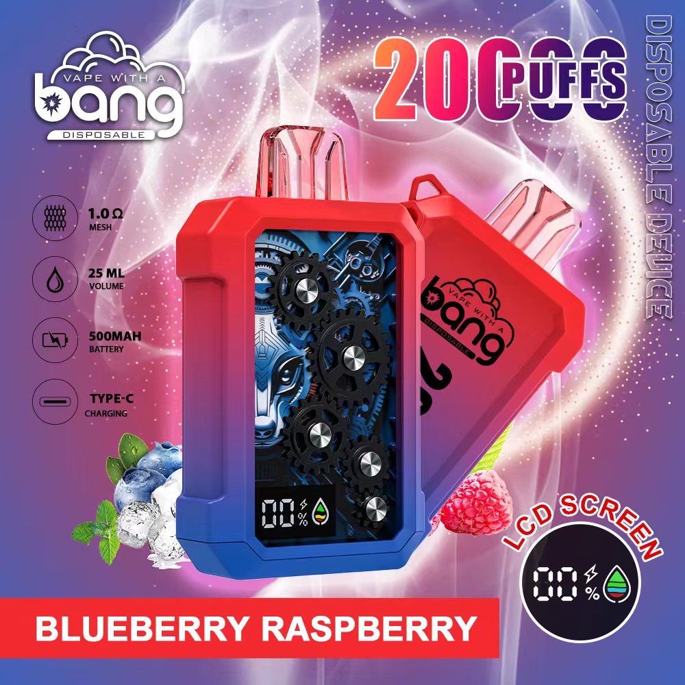 Bang 20000 20k Puffs Disposable Vape 0% 2% 3% 5% Nicotine 12Tastes LED Display Rechargeable Factory Direct